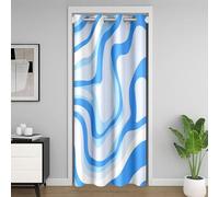 Homewish Rideau de Porte Ligne Ondulée Bleue, Rideau Occultant Mignon Rétro, Rideaux de Placard Aquarelle Abstraite, Rideaux Occultant Enfants Garçons Filles Adultes Esthétique Moderne 106 x 203 cm