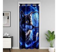 Homewish Rideau de Porte Loup Cool Rideau Occultant Attrape-Rêves Bohème Rideaux de Placard 3D d'animaux Sauvage Rideaux Occultant Galaxie Mystérieuse 86 x 203 cm