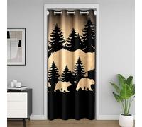 Homewish Rideau de Porte Modèle d'ours Noir, Rideau Occultant Thème Rustique de Bois, Rideaux de Placard Retro Cabin Lodge, Rideaux Occultant Chasse Au Pays 86 x 203 cm