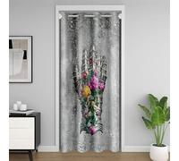 Homewish Rideau de Porte Moyen Âge, Rideau Occultant Fleurs Vintage, Rideaux de Placard Chevalier Rustique, Rideaux Occultant Peinture Rétro Grise 132 x 203 cm