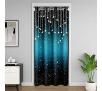 Homewish Rideau de Porte Noir Bleu,Rideau Occultant Ombre Glitter Étoiles,Rideaux de Placard Lignes Rayées Modernes,Rideaux Occultant Enfants Garçons Filles Adultes Mode 132 x 203 cm