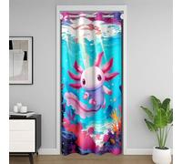 Homewish Rideau de Porte Océan Axolotl,Rideau Occultant Salamandre de Dessin Animé,Rideaux de Placard Animal de Mer Mignon Garçons Filles sous-Marins Monde de Récif de Corail 150 x 203 cm