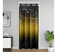 Homewish Rideau de Porte Ombre Noir Jaune,Rideau Occultant Étoiles Modernes Glitter,Rideaux de Placard Lignes Rayées Modernes Enfants Garçons Filles Adultes Mode Abstrait 132 x 203 cm