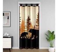Homewish Rideau de Porte Ours de Chasse Rustique,Rideau Occultant Chasse À La Faune Sauvage,Rideaux de Placard Cabine de Campagne Vintage Garçons Filles Forêt Bois Animal 106 x 203 cm