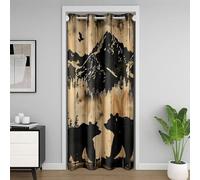 Homewish Rideau de Porte Ours,Rideau Occultant Animal de Forêt de Cabane Rustique,Rideaux de Placard Ours de Campagne de Ferme,Rideaux Occultant Garçons Filles Chasse Camping Faune 106 x 203 cm