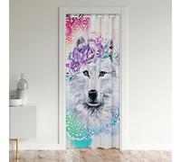 Homewish Rideau de Porte pour Fenêtre de Porte 86x203 cm, Rideau de Porte Lotus Tie Dye, Rideau D'Obscurcissement Safari Animal, Rideau de Placard Oeil Vert Mandala Fleur Exotique Marbre