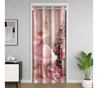 Homewish Rideau de Porte Princesse de Ballet de Fées, Rideau Occultant Casse-Noix de Dessins Animés, Rideaux de Placard Arbre de Noël Rose, Rideaux Occultant Soldat Mignon de Garde Royal 86 x 203 cm