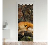 Homewish Rideau de Porte Renard 132x203 cm, Occultant Camouflage Branche d'Arbre, Jungle Animaux Sauvages Chasse, pour Enfants Garçons Filles, Décoration D'Intérieur