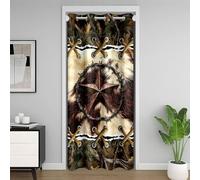 Homewish Rideau de Porte Rustique,Rideau Occultant Cowhide Western Texas Star,Rideaux de Placard Chasse Aux Feuilles d'arbre des Garçons Tout-Petits Ferme d'animaux Woodland 86 x 203 cm