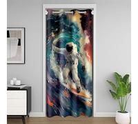 Homewish Rideau de Porte Surf Rideau Occultant Enfants Garçons Filles Drôle Astronaute Rideaux Porte 106x203 Galaxie Planète Rideaux de Placard Espace pour Chambre