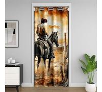 Homewish Rideau de Porte Western Cowboy Rideau Occultant 150x203 Enfants Garçons Vintage Wild West Rideaux Porte Désert Rustique Autochtone Botanique de Campagne Lodge Cactus Rideaux de Placard