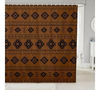 Homewish Rideau Douche 180x180cm Aztèques du Sud-Ouest,Rideaux de Douche Boho Occidental,Rideau de Baignoire Tween Garçons Filles Navajo,Rideaux Salle de Bain Modèle Tribal Géométrique Ethnique Brun