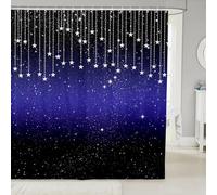 Homewish Rideau Douche 180x180cm Glitter Moderne,Rideaux de Douche Gradient Bleu Violet,Rideau de Baignoire Abstract Ombre Enfants Garçons Filles Adultes Lignes Rayées Géométriques