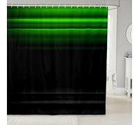 Homewish Rideau Douche 180x200cm Gradient, Rideaux de Douche Art Abstrait, Rideau de Baignoire pour Filles Garçons 3D Moderne Imprimer Rayure Ombre Lumineux, Rideaux Salle de Bain Noir Vert