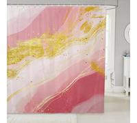 Homewish Rideau Douche 180x200cm Splash d'encre, Rideaux de Douche Esthétique, Rideau de Baignoire pour Filles Garçons Ombre Géométrie Aquarelle Gradient, Rideaux Salle de Bain Or Blanc Rose