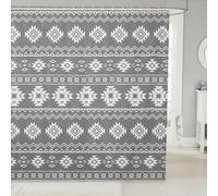 Homewish Rideau Douche 180x210cm Aztèques du Sud-Ouest,Rideaux de Douche Boho Occidental,Rideau de Baignoire Teenage Garçons Navajo,Rideaux Salle de Bain Modèle Tribal Géométrique Ethnique Grise