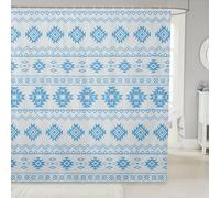 Homewish Rideau Douche 180x210cm Aztèques du Sud-Ouest,Rideaux de Douche Boho Occidental,Rideau de Baignoire Enfants Garçons Navajo,Rideaux Salle de Bain Modèle Tribal Géométrique Ethnique Bleu