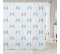 Homewish Rideau Douche 180x210cm Bleu Bow, Rideaux de Douche Adolescents Fille Modern Fashion Bow, Rideau de Baignoire Coquette Bowtie Rêveuse, Rideaux Salle de Bain Préppy Mignon Bowknot
