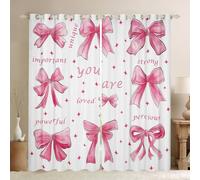Homewish Rideau Occultant 117x137 cm Bouc Rose,Rideau Rinnon Mignon de Romance Bowknot,Rideaux Voilage Imprimer des Étoiles Rêveuses,Voilage Fenetre Citations de Foi Kawaii pour Chambre Salon