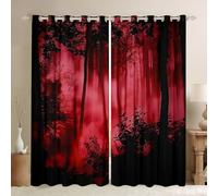 Homewish Rideau Occultant 140x175 cm Arbre Gothique,Rideau Thème d'horreur d'halloween,Rideaux Voilage Jungle Effrayante Gothique,Voilage Fenetre Enfants Garçons Filles Rouge Tree Terror pour Chambre