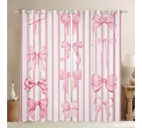 Homewish Rideau Occultant 140x175 cm Arc Rose, Rideau Arc de Coquette Rayé, Rideaux Voilage Mode Moderne de Fille Adolescente, Voilage Fenetre Préppy Girly Dreamy Bowknot pour Chambre Salon