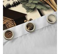 Homewish Rideau Occultant 140x175 cm Cabine Ours,Rideau Ferme Rustique Animal de Bois,Rideaux Voilage Faune Forestière Ours Enfants Garçons Filles Chasse Camping Vintage Country pour Chambre Salon