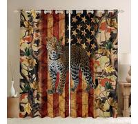 Homewish Rideau Occultant 140x245 cm Camo de Gépard,Rideau Faune Sauvage,Rideaux Voilage Branches Mortes de Campagne de Ferme,Voilage Fenetre Animaux Sauvages de Safari de Léopard pour Chambre Salon