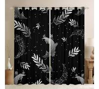Homewish Rideau Occultant 140x245 cm Constellation,Rideau Lune,Rideaux Voilage Enfants Garçons Filles Retro Planète Espace Galaxie Gris Boho Star Point Étoilé Ciel Plante pour Chambre Salon