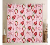 Homewish Rideau Occultant 140x260 cm Arc de Fraise,Rideau Cœurs d'amour,Rideaux Voilage Fruits Délicieux,Voilage Fenetre Style Princesse pour Chambre Salon
