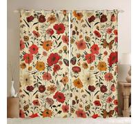 Homewish Rideau Occultant 140x260 cm Daisy,Rideau Papillon,Rideaux Voilage Enfants Garçons Filles Lys de La Vallée Thème Floral,Voilage Fenetre Papillon de Fleur Dessiné À La Main Mignon pour Chambre