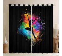 Homewish Rideau Occultant 140x260 cm Gymnastique,Rideau Gymnaste,Rideaux Voilage Amants de Gymnastique,Voilage Fenetre pour Garçons Filles Adultes Paillettes Joueur de Danse pour Chambre Salon