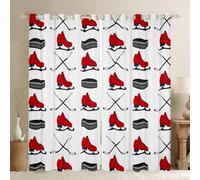 Homewish Rideau Occultant 140x260 cm Hockey sur Glace,Rideau Mangez Les Sports d'hiver de Sommeil,Rideaux Voilage Patinages À roulettes À Bâton de Hockey Jeux Compétitifs Modernes Élégants