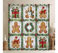 Homewish Rideau Occultant 140x260 cm Homme Mignon de Pain D'Épicerie,Rideau Ornaments de Noël,Rideaux Voilage Garçon Fille Pacthwork Grille Noël Homme de Pain D'Épicerie Teen Fille Cartoon Mignon