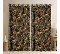 Homewish Rideau Occultant 140x260 cm Realtree,Rideau Camouflage Nature,Rideaux Voilage Chasse Aux Branches Mortes,Voilage Fenetre Ferme Cabine Rustique pour Chambre Salon