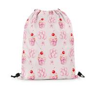 Homewish Sac Cordon 33 x 40 cm Mignon Ruban Bow Sweet Cake Imprimé Sac de Sport Cherry Etiquette Rêve Romantique Amour Ballons Cadeaux D'Anniversaire