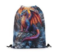 Homewish Sac Cordon Dragon 33 x 40 cm Enfant Adulte Animaux Fantastiques Sac de Sport Impression 3D Magique Sillon Animaux Sauvages de Montagne