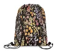 Homewish Sac Cordon Enfant Fleurie Boho Jaune, Sac de Sport 33 x 40 cm Fille Femme Mignonnes Fleurs Colorées, Sac Tissu Floral Aquarelle, Sac Piscine Fleur Aquarelle