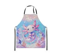 Homewish Tablier Cuisine Enfant 78x66cm Adolescente Axolotl,Tablier de Cuisine Enfants Mignons Axolotl,Tabliercuisine Cartoon Ocean Sealife,Tablierbarbecue Salamandre Kawaii