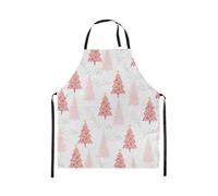 Homewish Tablier Cuisine Enfant 78x66cm Arbre de Noël de Dessin Animé,Tablier de Cuisine Princesse Rose,Tabliercuisine Pin de Noël de Vacances D'Hiver Enfants Filles Adolescent Rose Blanc