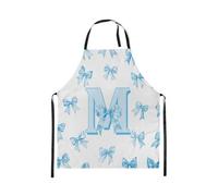 Homewish Tablier Cuisine Enfant 78x66cm Arc Bleu Clair,Tablier de Cuisine La Princesse,Tabliercuisine Lettre Initiale M,Tablierbarbecue Enfants Filles Adolescent Mignon Kawaii Bwoknot