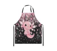 Homewish Tablier Cuisine Enfant 78x66cm Axolotl Mignon,Tablier de Cuisine Dessin Animé Axolotl Rose,Tabliercuisine Adolescents Kawaii Salamandre Mer Animaux Océanique Fleur de Cerisier Romantique