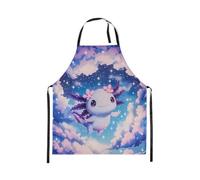 Homewish Tablier Cuisine Enfant 78x66cm Axolotl Rêveux,Tablier de Cuisine pour Filles Enfants Axolotl Mignon,Tabliercuisine Teen Preppy Fantasy Galaxy Sky,Tablierbarbecue Salamandre Violette Kawaii