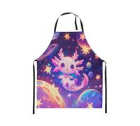 Homewish Tablier Cuisine Enfant 78x66cm Axolotl Violet,Tablier de Cuisine Animaux de Dessin Animé 3D,Tabliercuisine Galaxie Planète Spatiale Garçons Filles Adultes Rêveux Glitter Ciel Étoilé