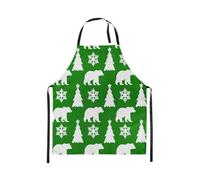 Homewish Tablier Cuisine Enfant 78x66cm Cabine Ours, Tablier de Cuisine Arbre de Noël Vert de Flocons de Neige Rustiques, Tabliercuisine Enfants Adolescents Joyeux Noël, Tablierbarbecue Faune Sauvage