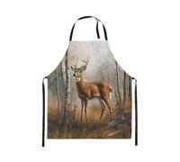Homewish Tablier Cuisine Enfant 78x66cm Chasse Aux Cerfs,Tablier de Cuisine Cabine de Campagne,Tabliercuisine Ferme Animaux Sauvages,Tablierbarbecue Adolescents Adultes Deer Western Lodge