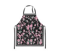 Homewish Tablier Cuisine Enfant 78x66cm Coquette Rose Bow,Tablier de Cuisine Girly Bowknot Floral,Tabliercuisine pour Filles Mignons Rubans Bow Tie Fleurs de Jardin Princesse Style Pastoral