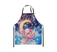 Homewish Tablier Cuisine Enfant 78x66cm Enfants Mignon Axolotl,Tablier de Cuisine Teen Fille Cartoon Animaux Océaniques,Tabliercuisine Preppy Dreamy Fantasy Axolotl Space Stars Galaxie Salamandre