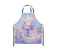 Homewish Tablier Cuisine Enfant 78x66cm Filles Mignonnes Axolotl,Tablier de Cuisine Enfants Animaux Océaniques de Mer,Tabliercuisine Girly Cartoon Axolotl,Tablierbarbecue Adolescents Kawaii Salamandre