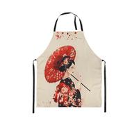 Homewish Tablier Cuisine Enfant 78x66cm Fleurs de Cerisier, Tablier de Cuisine Style Japonais, Tabliercuisine Art Esthétique Peinture Rétro Beige Tablierbarbecue