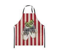 Homewish Tablier Cuisine Enfant 78x66cm Gants, Tablier de Cuisine Bande Géométrique de L'Arc, Tabliercuisine Enfants Adolescents Rayures de Vacances D'Hiver, Tablierbarbecue Joyeux Noël